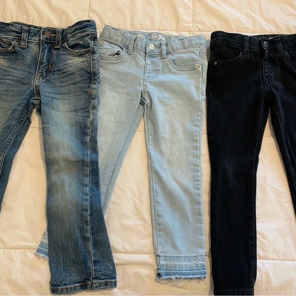Cat & Jack Girls Jeans Set - Light Blue, Medium Blue & Black